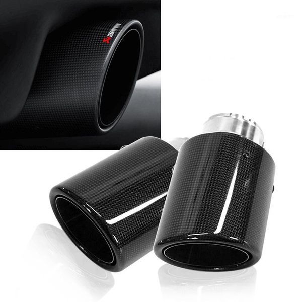 

muffler akrapovic car styling exhaust tail pipes glossy carbon tip end universal stainless steel curly black for skbj21951