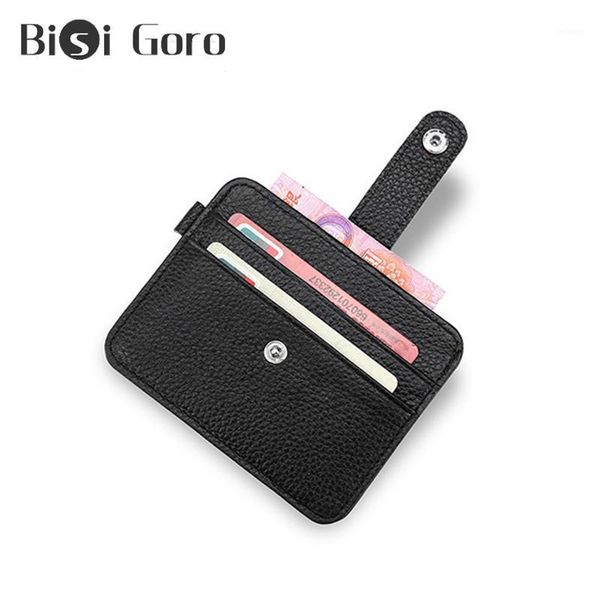 

wallets bisi goro genuine leather ultra-thin mini wallet for card holder first layer multi-card position purse bank holder1, Red;black