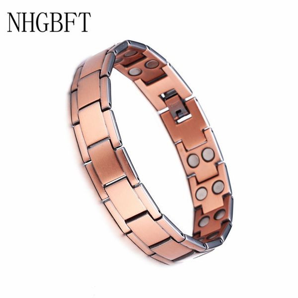 

nhgbft vintage carr rouge cuivre bracelet pour hommes femmes aimant sain gurison bionergie bracelet bracelets t200422, Black