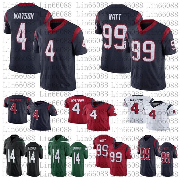 

new men 14 sam darnold 4 deshaun watson 99 j.j. watt football jersey, Black;red
