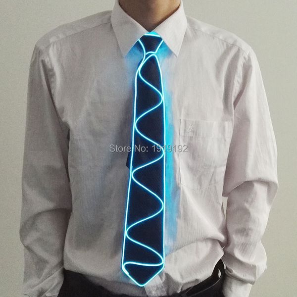 Accessori per costumi Sì EL Design Blu trasparente 3V Fisso su Driver LED Tie incandescente EL wire Tie per la sera PartyDJbarclub cosplay Show