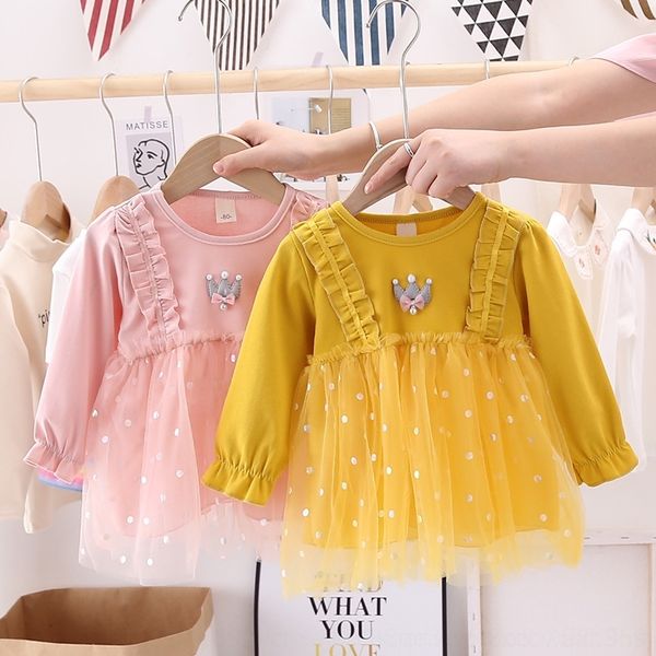 

ttws1 girls 2020 autumn new korean children's clothing 1-3 baby old lotus years cotton princess princess dressdress dressdress fashiona, Black;gray