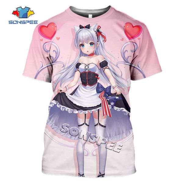 

summer anime games azur lane homme pullover clothing 3d print shirts hentai oversized harajuku men clothing