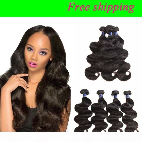 

qaulity 8a indian human hair unprocessed indian body wave hair extensions brazilian virgin hair weaves body wave 3 4 pcs lot, Black