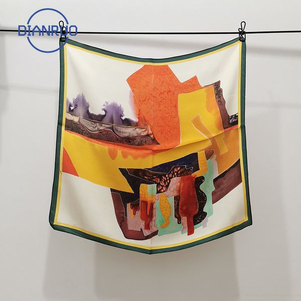 

dianruo новый китай стиль площади шелковый шарф женщин мода печати малый шеи платки управление леди группа волос kerchief женский платок r38, Blue;gray