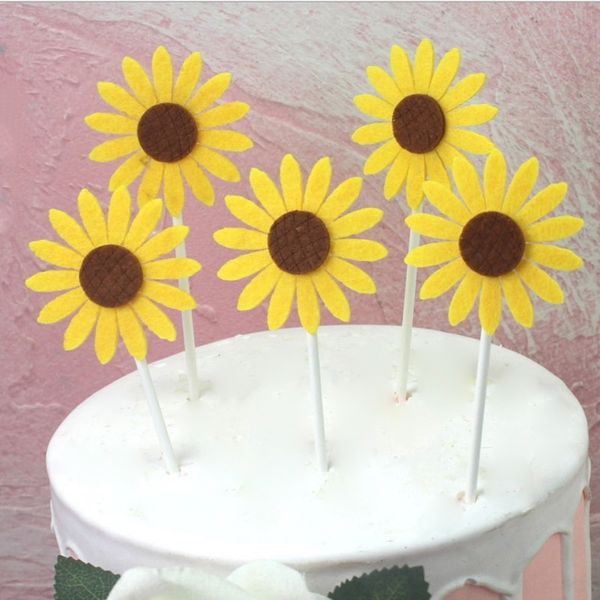 

nvowj baking sunflower sunflower card plug in flag cake non-woven cake non-woven table decoration plug-in decoration oohf9