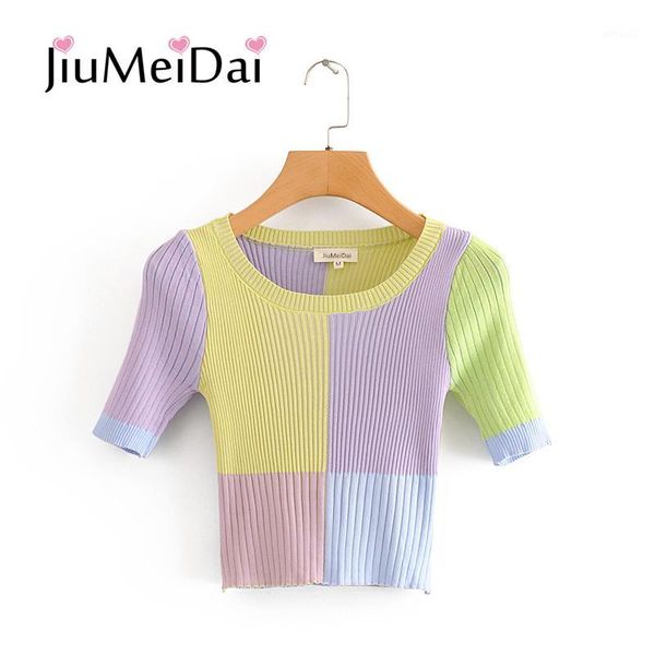 

women's sweaters jiumeidai short knitted women spring summer slim colorful sweater fashion girl striped sweat casual party sweater, White;black