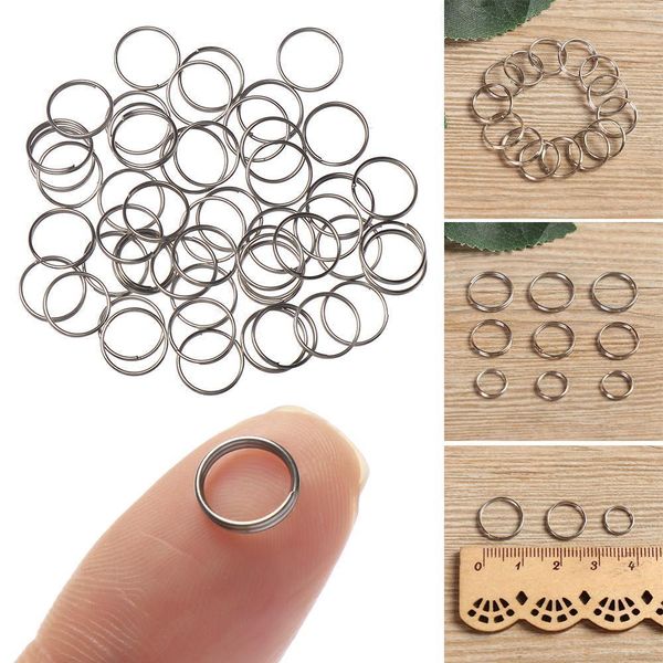 

50 pcs edc stainless steel keychain ring hooks 8/10/12mm keyring circle loop luggage tag screw lock diy pendant camping tools q bbysbn