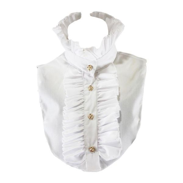 

womens victorian vintage palace half shirt blouse stand-up ruffles fake collar womens v qylfbn, Blue;red