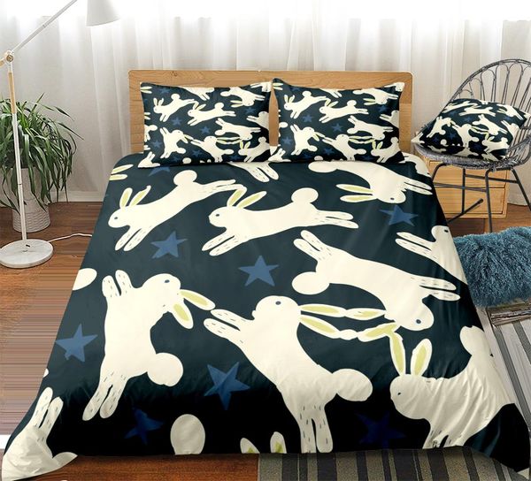 

rabbit duvet cover set animal bedding set cartoon animal bed linen teens kids home textile cartoon rabbit bedclothe soft bed set