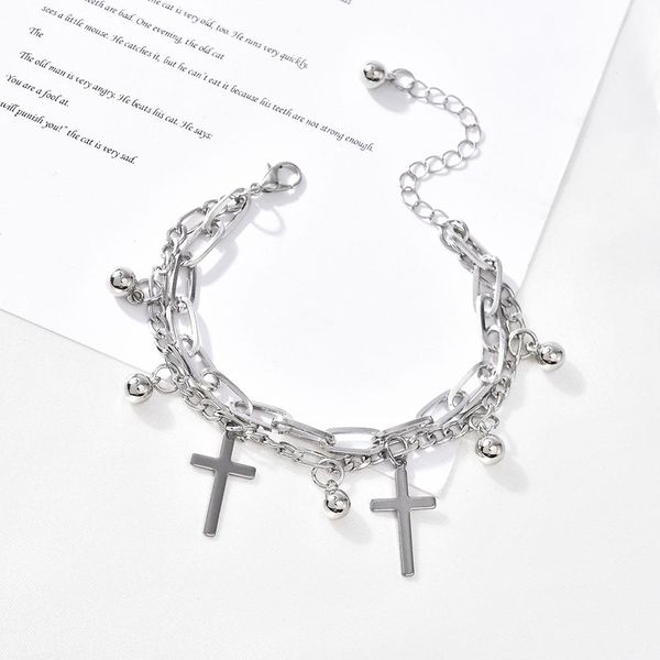 

2020 новая мода модные панк ювелирных изделий цвета серебра гальваническим браслет крест шарм подвески браслет 2020 новый wmtqbt otsweet, Black;white