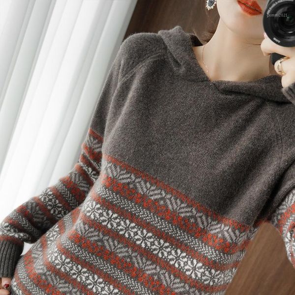 

women's sweaters 100% pure wool cashmere sweater women's hooded collar solid color pullover fashion plus size warm knitted bottomi, White;black