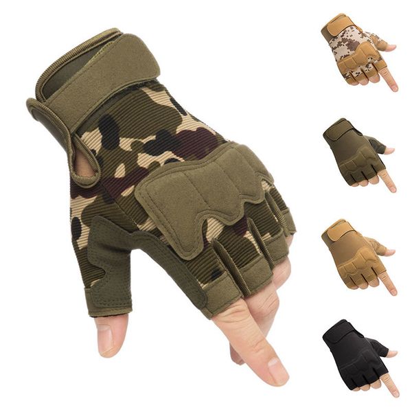 

2020 tactical fighting half finger army military anti-slip outdoor sports fingerless gloves men women, Blue;gray