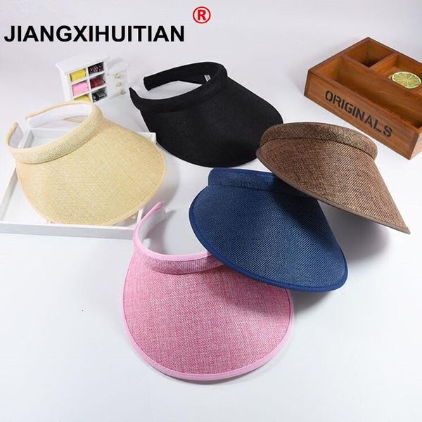 

summr женщины повседневная козырька hat бич empty hat дамы регулируемая природа соломы topless cap wmtrol hwjh, Black;white