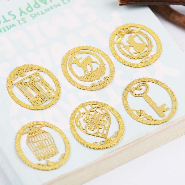 

1pc cute gold metal bookmark fashion birdcage crown cat clips for books paper creative products st sqcaye