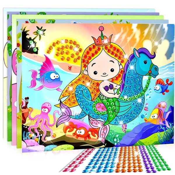 10 pz / set fai da te adesivi con diamanti fatti a mano pasta di cristallo pittura mosaico puzzle giocattoli colore casuale adesivi per bambini giocattolo regalo LJ200907