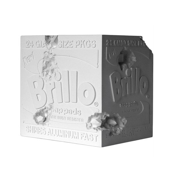 

home furnishings trendy daniel arsham x any warhol brillo box future relic eroded art drops collection sculpture plaster contains crystals