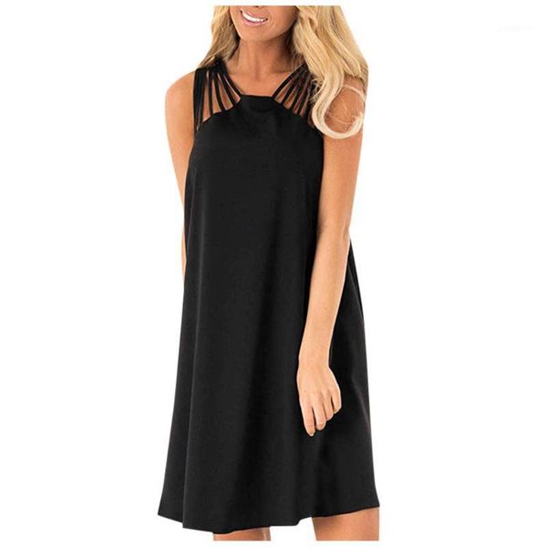 

women's summer flowy spaghetti hollow strap sleeveless beach slip dress casual sundress party dresses mujer1, Black;gray