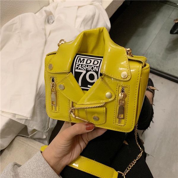

women shoulder bag pu leather trend chain net red small leather bag street style patent messenger motorcycle clothes