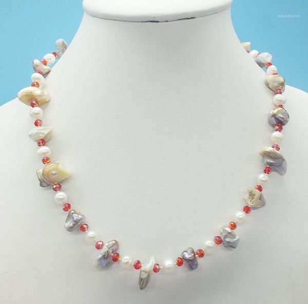 

promotion, classic natural pearl necklace 18"1, Golden;silver