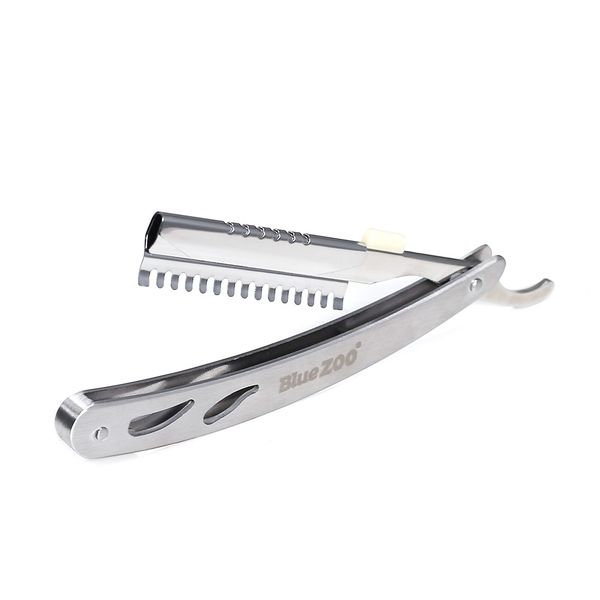 

bluezoo straight edge shaving razor folding shaver for beard grooming anti-scratching hair eyebrow shaving tool w10075