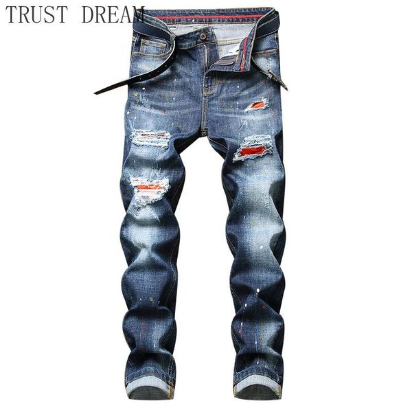 

men floral jeans, Blue