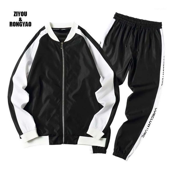 

2020 new autumn men set print tracksuit autumn sportswear suit clothes mens casual sports two piece set jacket+pants track suit1, Gray