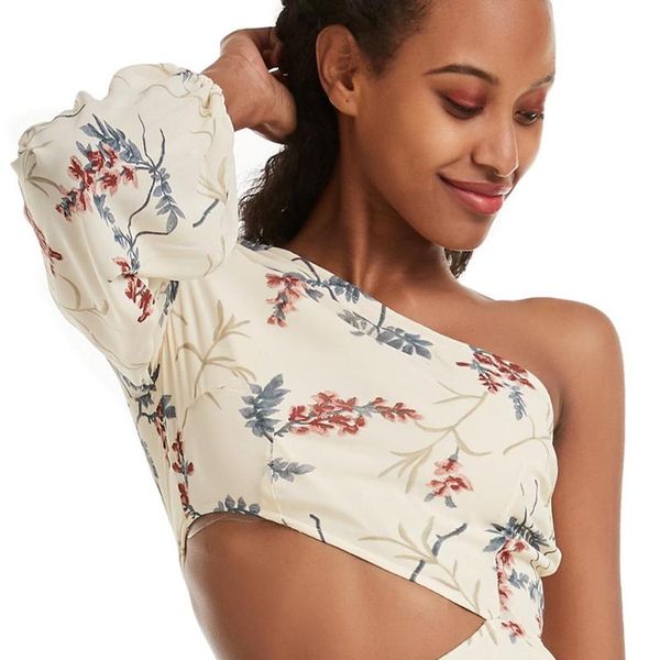 

casual dresses single shoulder sleeveless vest dress women summer hollow flower printing women's tank ruffles crop 2021, Black;gray