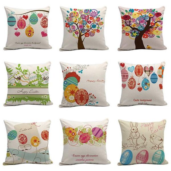 

wholesale single-sided printing 45*45cm easter bunny egg pillow case home decoration sofa pillowcase customized pillow cover dh0828 t03
