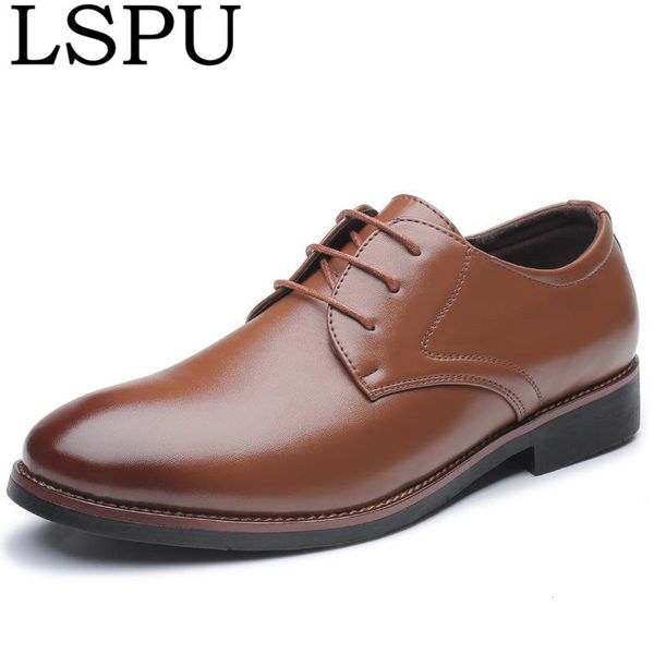 

2020 spring autumn men dress shoes lace up breathable casual men shoes fashion leather business formal plus size 38-48, Black