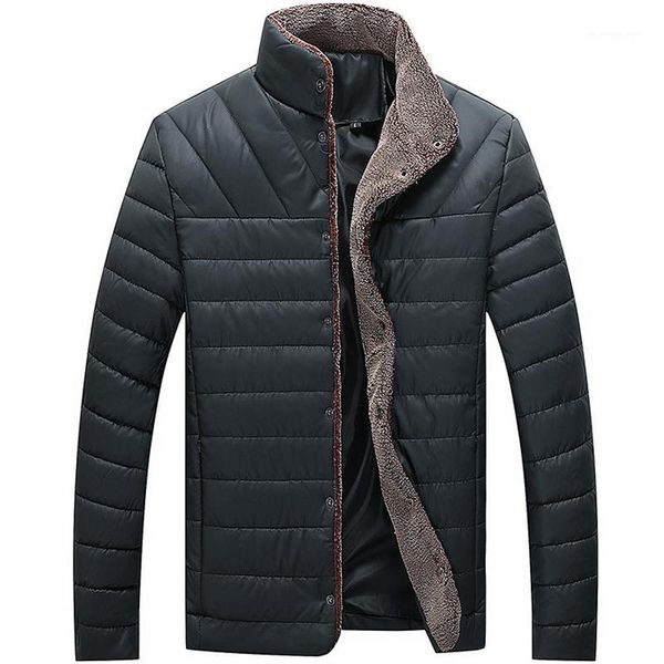 

men's down & parkas winter jacket men 5xl cotton padded warm parka coat casual hooded fleece male windbreaker clothing 2021 hx0141, Black