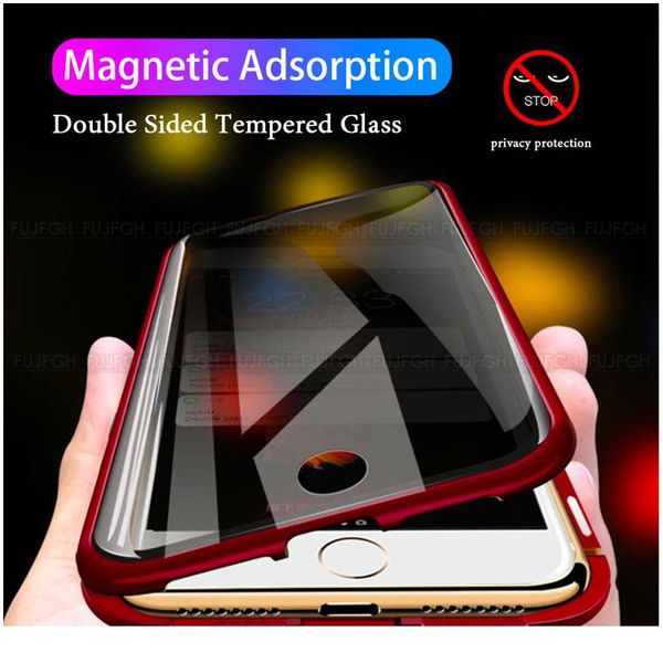 

anti peep magnetic phone case for iphone 6 7 8 plus x xs xr 11 12 pro max se2 double gla bbyejj