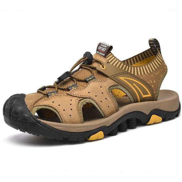 

handmade leather mesh mens casual shoes summer beach sandals man flats outdoor walking shoes male sport sneakers footwear 38-461, Black