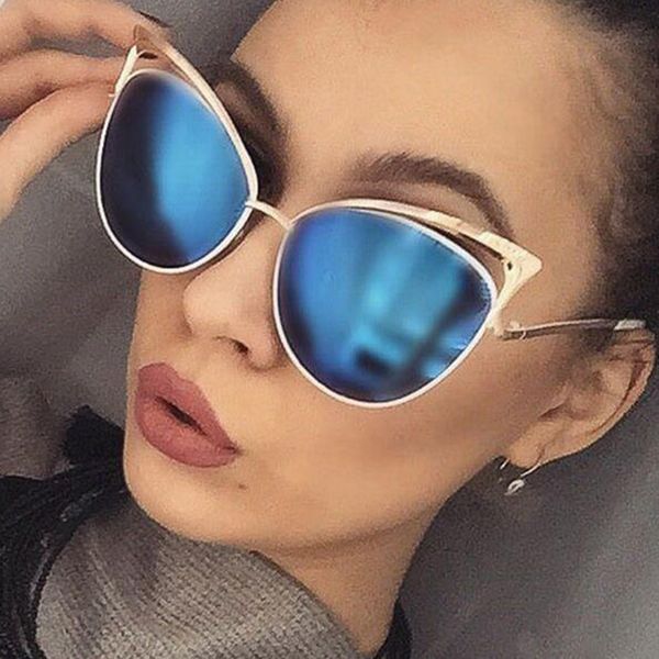 

ladies cat eye sunglasses women sun glasses alloy frame uv400 protection brand designer retro cat eye glasses, White;black