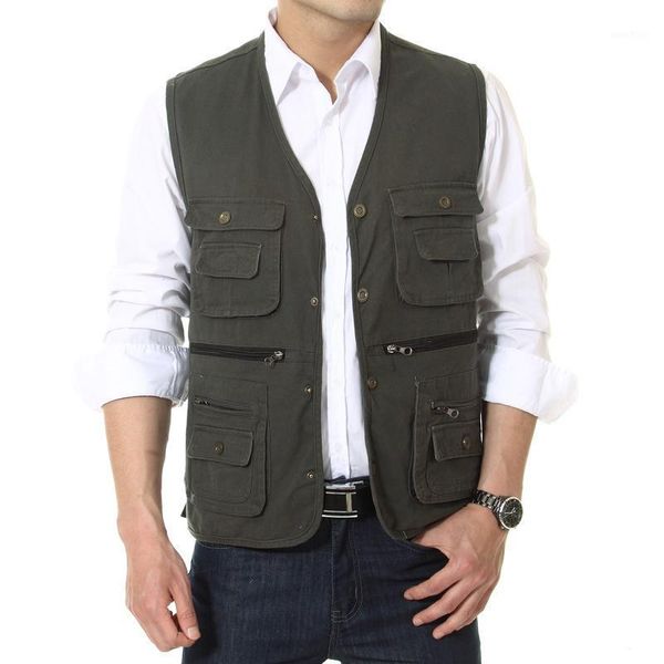 

men vest multi-pocket pgrapher hollow vest casual waistcoat travelers working male new1, Black;white