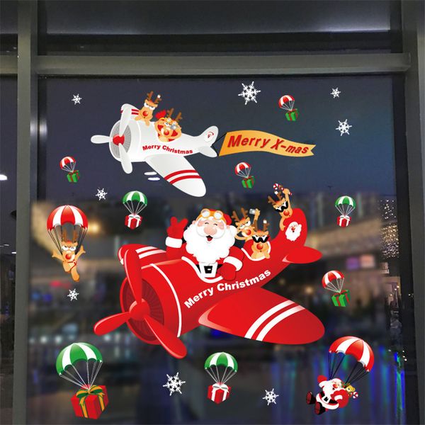 

christmas static decorations stickers glass party home cartoon diy snow snowflake window stickers#j7