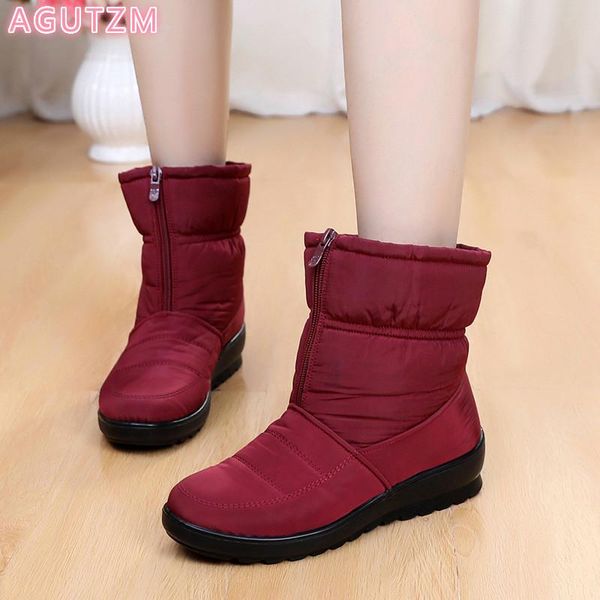 

women's boots plush warm snow boots zipper women ankle winter shoes female bootie ladies shoes botas mujer ing, Black