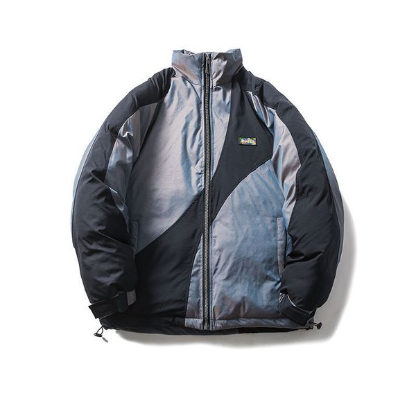 

winter american stitching standing collar cotton-padded jacket male korean version trend couples thick cotton jacket loose jacket male warm, Black;brown