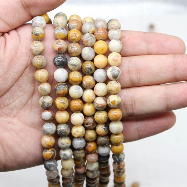 

1strand lot natural stone brown crazy lace agat bead round loose spacer beads for jewelry making findings diy bracelet necklace h bbyawj, Silver