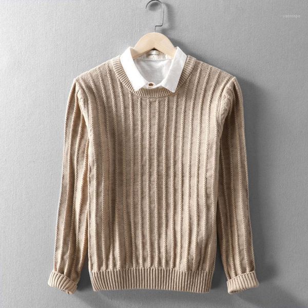 

pure 2020 sleeve o-neck long cotton twist sweaters men gray yellow black khaki korea style casual pullovers knitted clothes male1, White;black