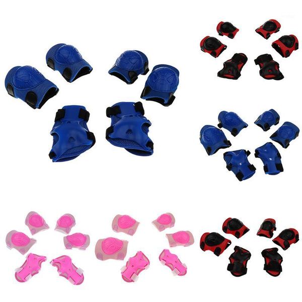 

elbow & knee pads 6 pcs kids boy girl adjustable roller skating skateboard cycling wrist protector sport protective gear set1, Black;gray
