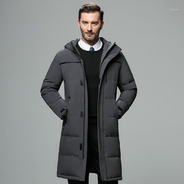 

men's winter hooded long down jacket hoodie outerwear parka coat thick warn menswear mature male down overcoat fathers jk-8071, Black