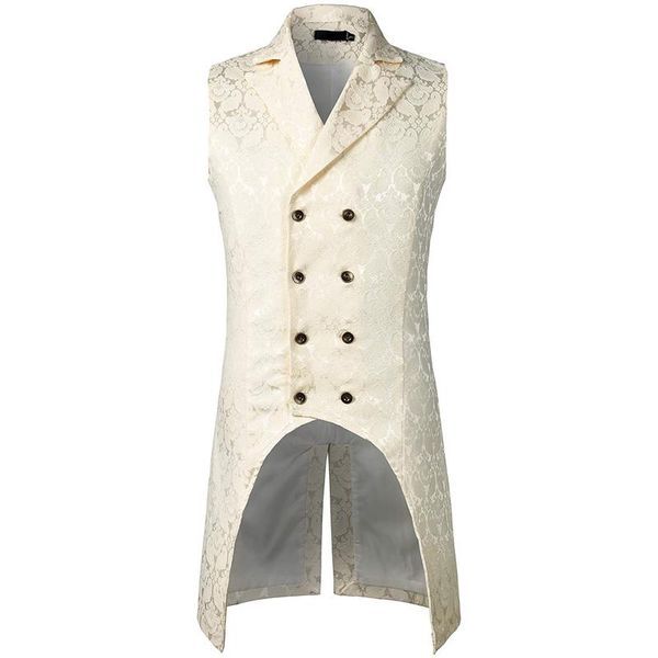 

men's vests mens gothic steampunk vest double breasted sleeveless jacquard tailcoat medieval victorian cosplay dress stage costume xxl, Black;white