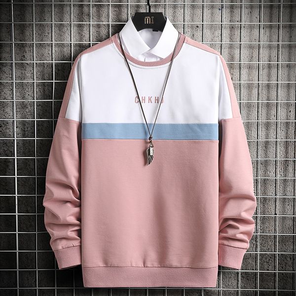 

crewneck sweatshirt men 2020 patchwork oversized japanese streetwear hip hop pink hoodie men sweatshirts hoodies, Black