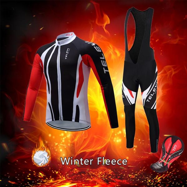 

racing sets 2021 men winter cycling jersey set warm suit pro road bike clothing bib kit male bicycle clothes mtb uniform team dress outfits, Black;blue