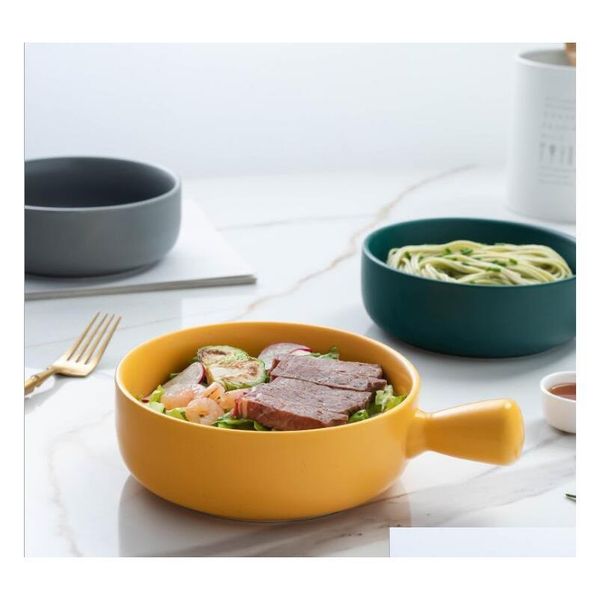 

ceramic single bakeware round handle baking dishes spaghetti plates household oven microwave cutlery cheese casserole jllwer dhsybaby