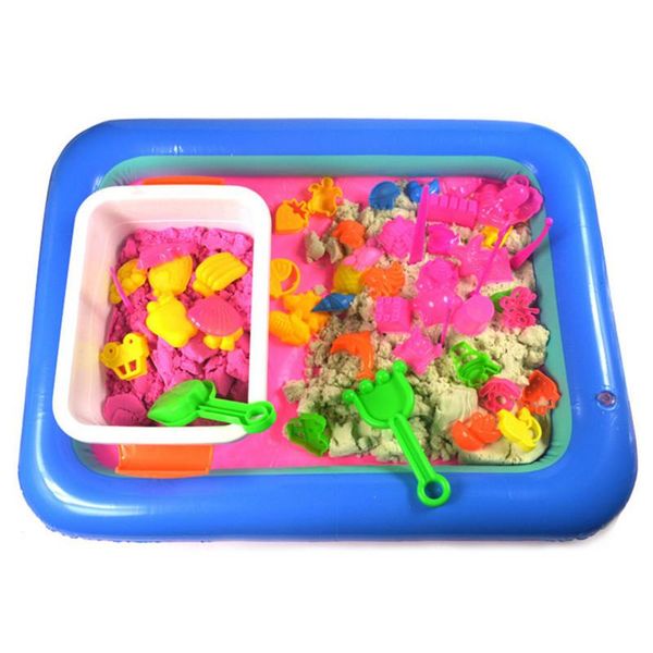 

6045cm indoor magic space sand tray children baby play sand piled castle toys non toxic inflatable sand tray random color wmtost xhlove