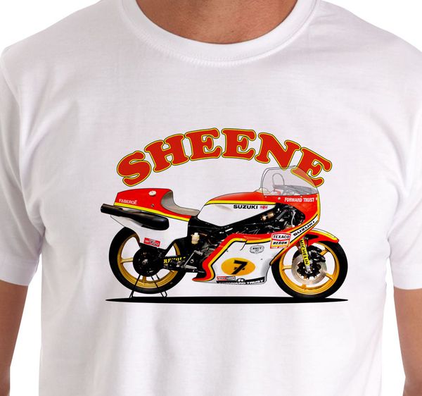 

лето с коротким рукавом печатной футболки race art barry-sheene rg500 гонки байкер вдохновленной тенниски спорт толстовка с капюшоном толсто