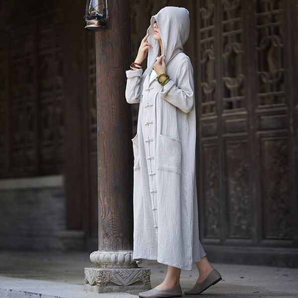 

women's robe, long sleeve coat, raincoat, new design of chinese style big autumn, black and gray