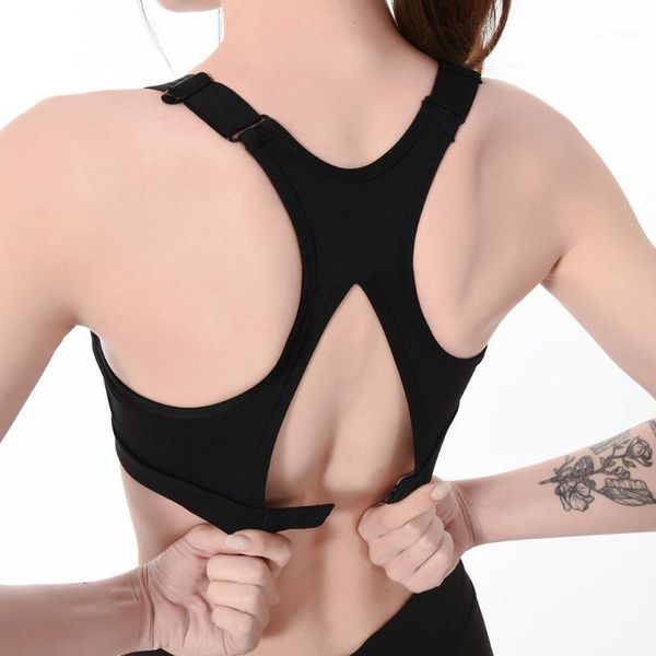 

gym clothing women high impact sports bra padded push up yoga crop activewear for backless breathable running wear1, White;black